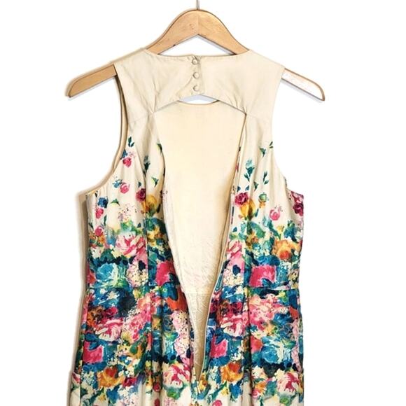 Anthropologie Maeve Floral Sleeveless Ivory Sheath Dress Size 12 - Picture 11 of 16
